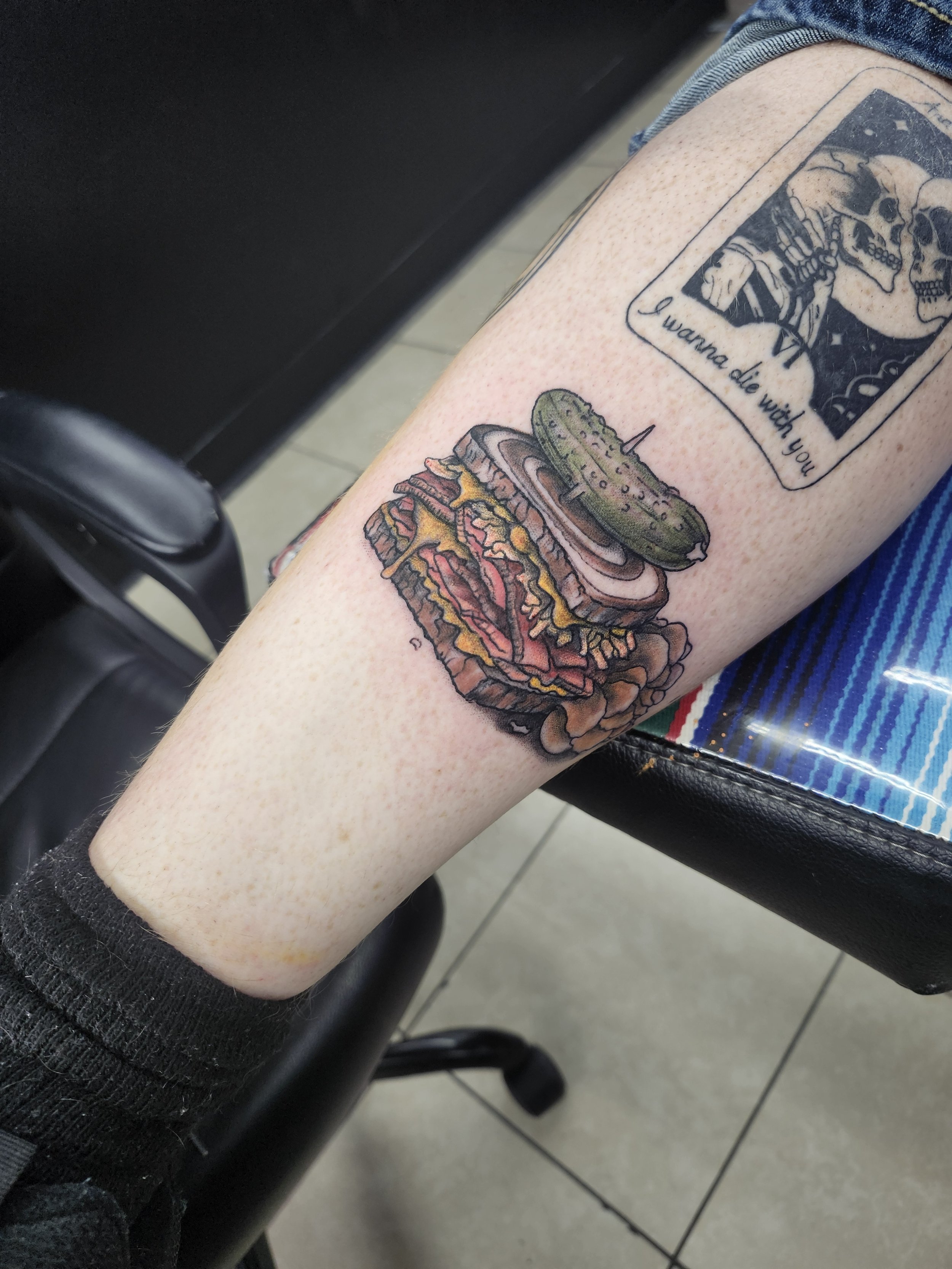 Neo-traditional tattoo. Color tattoo.