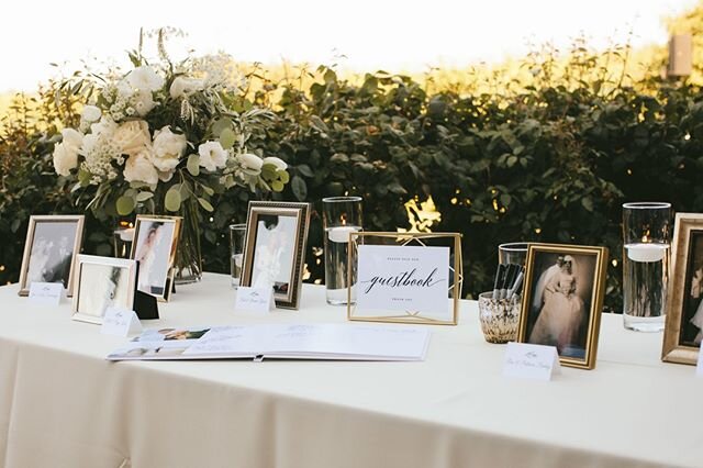 There's nothing like styling a Welcome Table 🌿⁠
.⁠
I LOVE looking through photos the couples bring to display on their wedding day. Whether it's engagement photos, old photos of the couple, or photos of their parents/grandparents' wedding day - thei