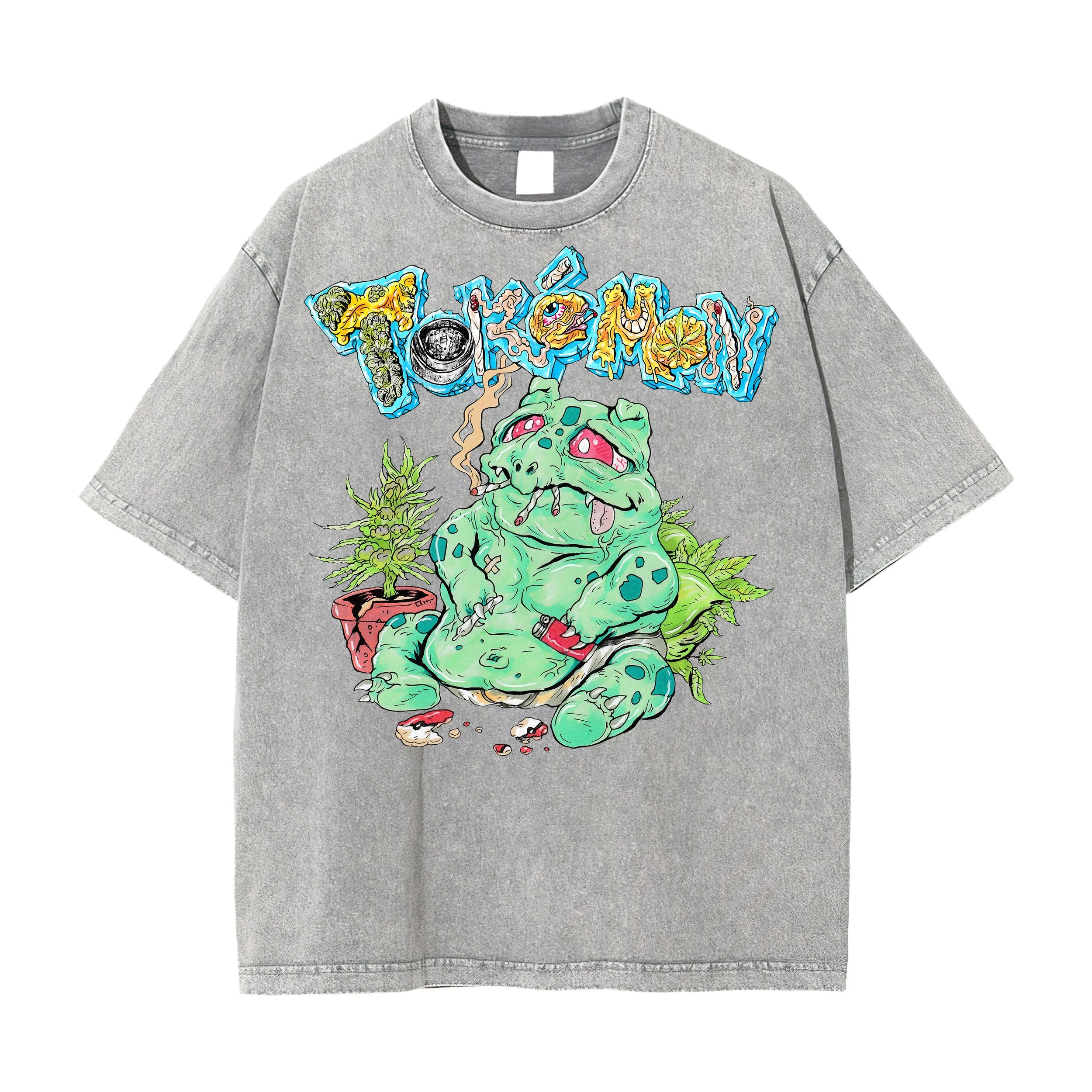 Tokémon Bulbasaur - Acid Wash Grey Tee
