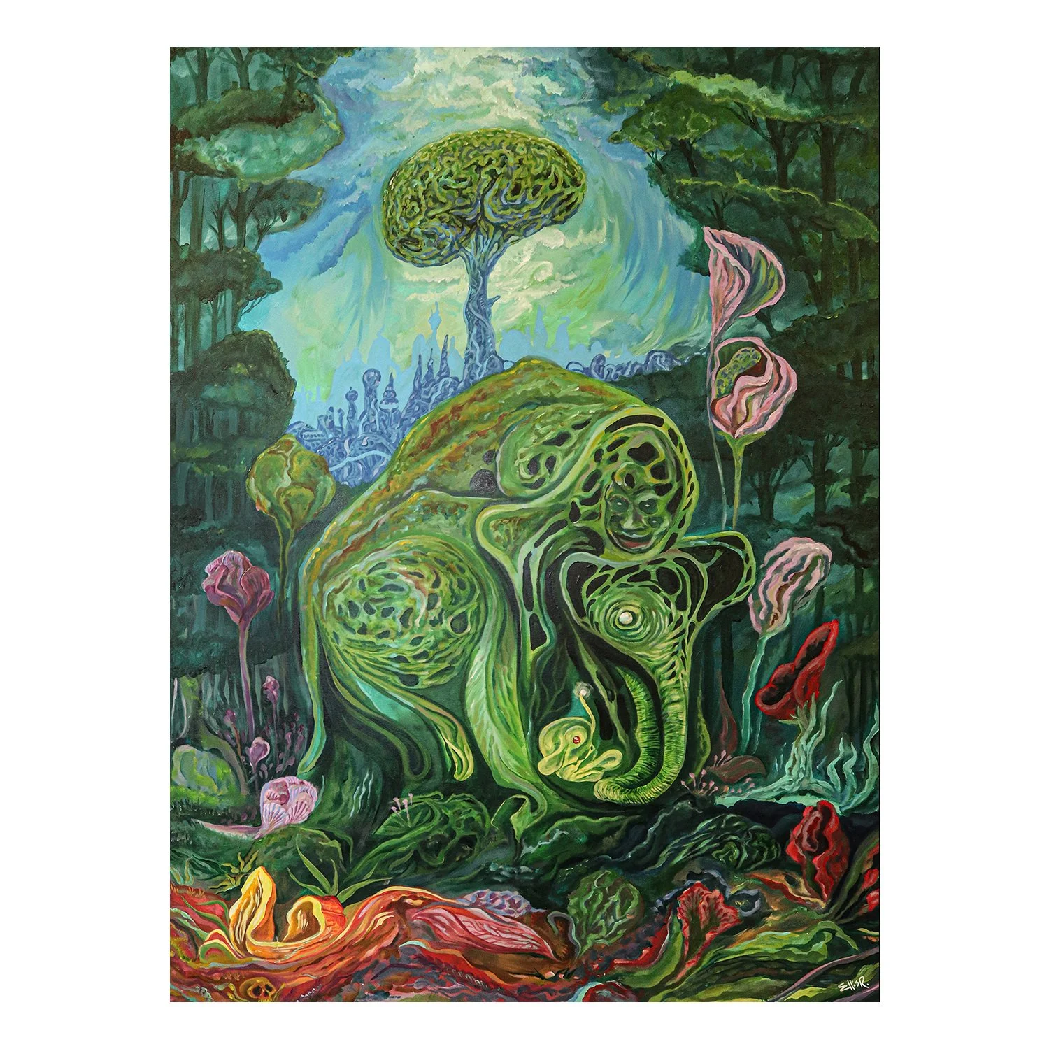 Drowsy Elephant Garden - Print (8x10)