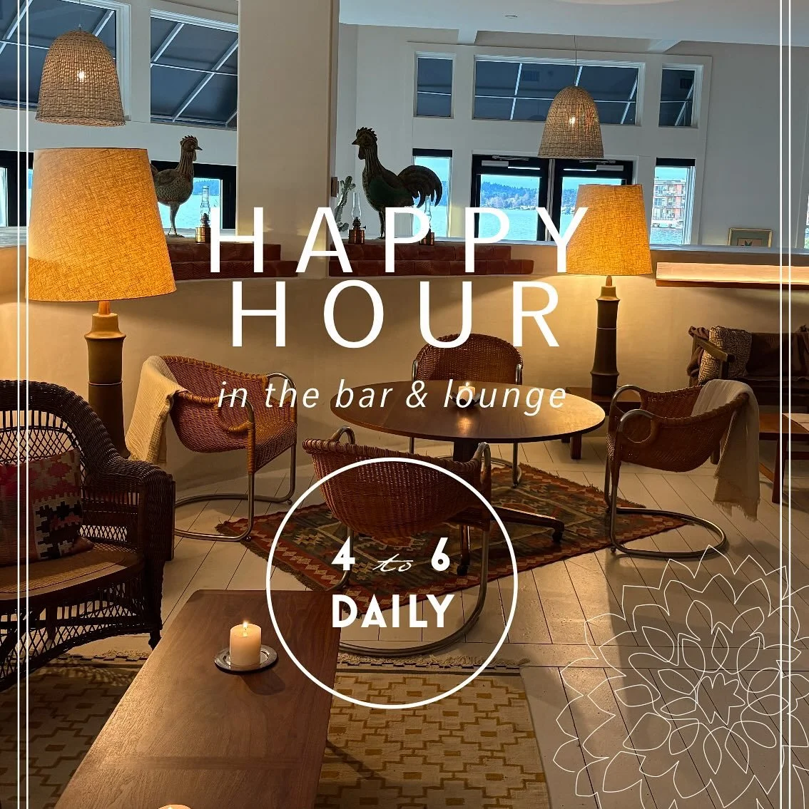 In case you missed it&hellip;

H A P P Y  H O U R ~ 4-6 every day in our bar and (updated!!) lounge 🍻