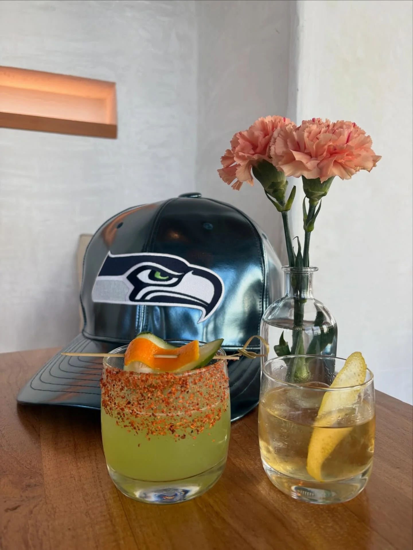 Calling all 12s! We have two cocktails to really get in the spirit of our boys playing in the Super Bowl - &ldquo;S&iacute; Hawk&rdquo; reposado tequila, lime, muddled cilantro and cucumber 🥒 &ldquo;Ginger Cuz&rdquo; ginger soaked mezcal, lemon, Lil