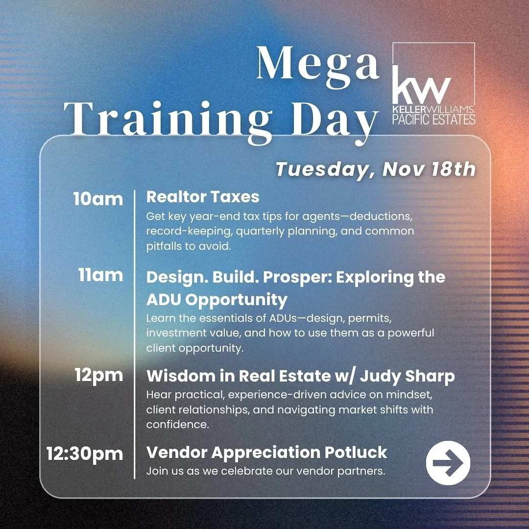 Don&rsquo;t miss our Mega Training Party! A full lineup of high-value classes + a special Vendor Appreciation Potluck to honor the partners who help us serve our clients every day.
Bring a dish to share and celebrate with us!