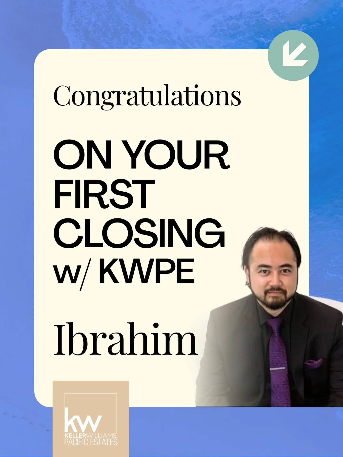A big congratulations to Ibrahim on his first closing with KW Pacific Estates!

There&rsquo;s something special about celebrating a milestone like this, and we&rsquo;re excited to celebrate it with you. Ibrahim, we&rsquo;re so happy to have you here 