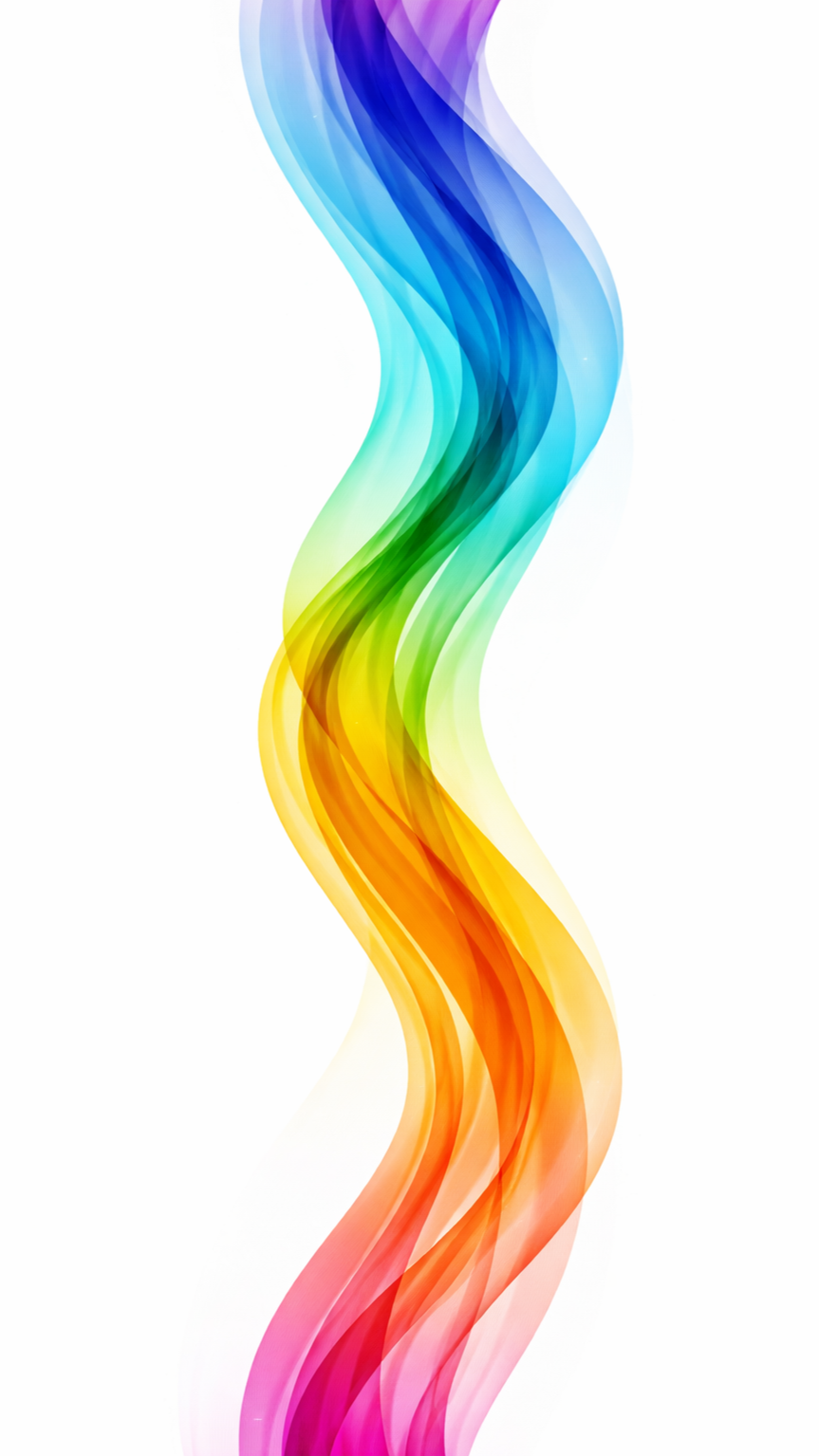 A colorful, abstract, flowing, wavy design with rainbow hues from purple at the top to pink at the bottom.