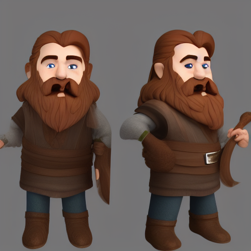 00598-535429909-3d, 3dillustration, high poly, clay, character, cute,  gimli, lord of the rings, beard, redhead, clothes, full character.png