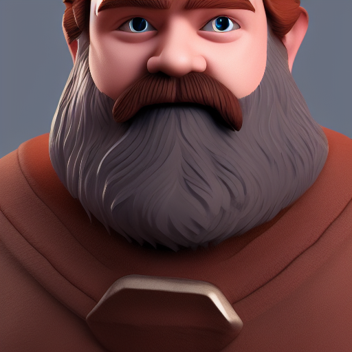 00607-535429918-3d, 3dillustration, high poly, clay, character, cute,  gimli, lord of the rings, beard, redhead, clothes, full character.png