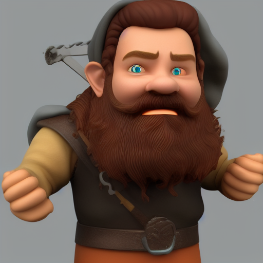 00612-535429923-3d, 3dillustration, high poly, clay, character, cute,  gimli, lord of the rings, beard, redhead, clothes, full character.png