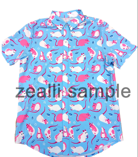 Bubblegum Sky Rat Button Up Shirt — Zealli Art
