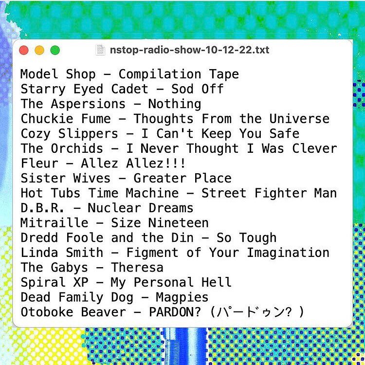 Thank you @nstopcom for playing Compilation Tape! It was such a nice surprise to hear it up first! Lots of great music on the show, as always.