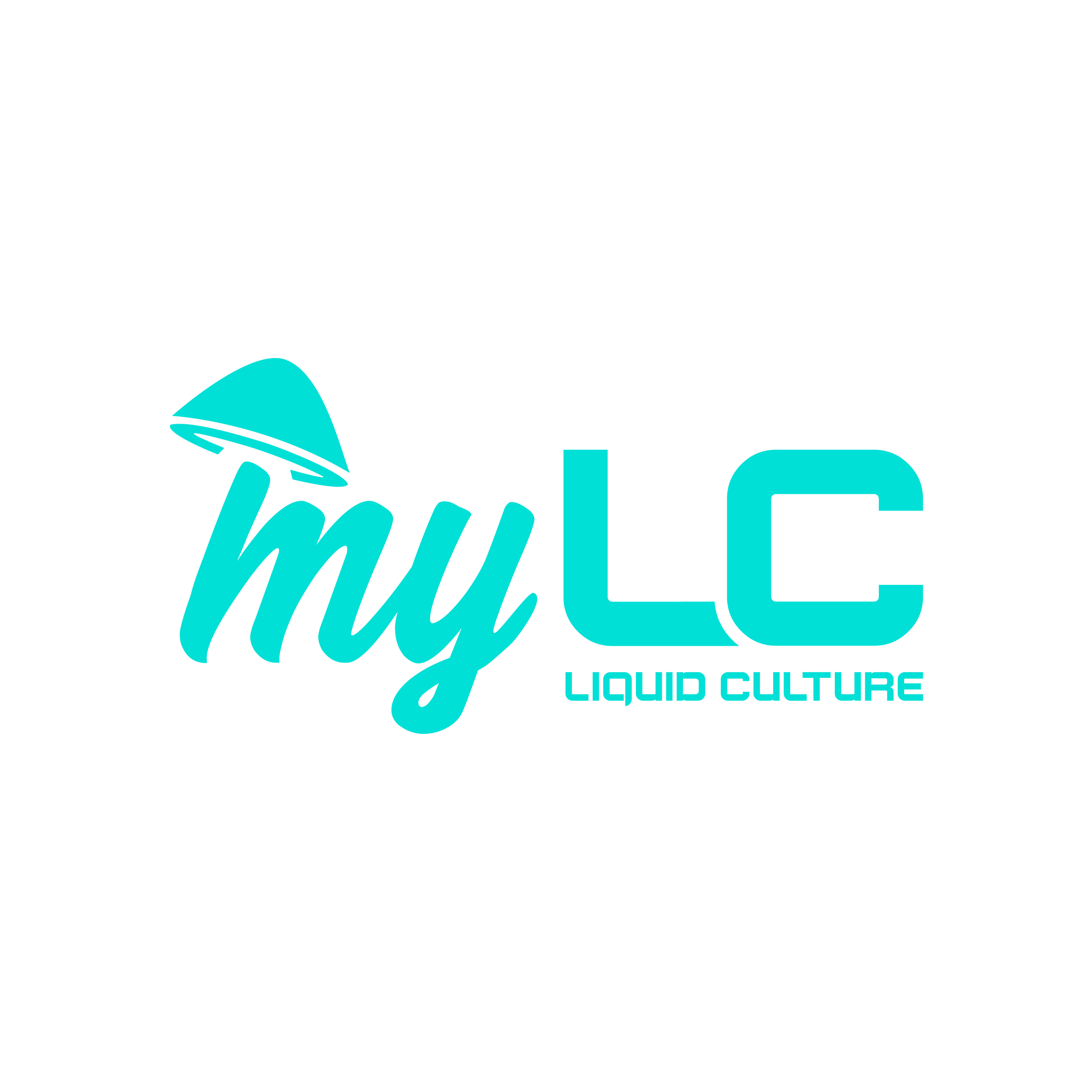 Logo for My LC Liquor Culture featuring a teal umbrella, with the text 'my LC' in large teal letters and 'LIQUID CULTURE' in smaller teal letters underneath.
