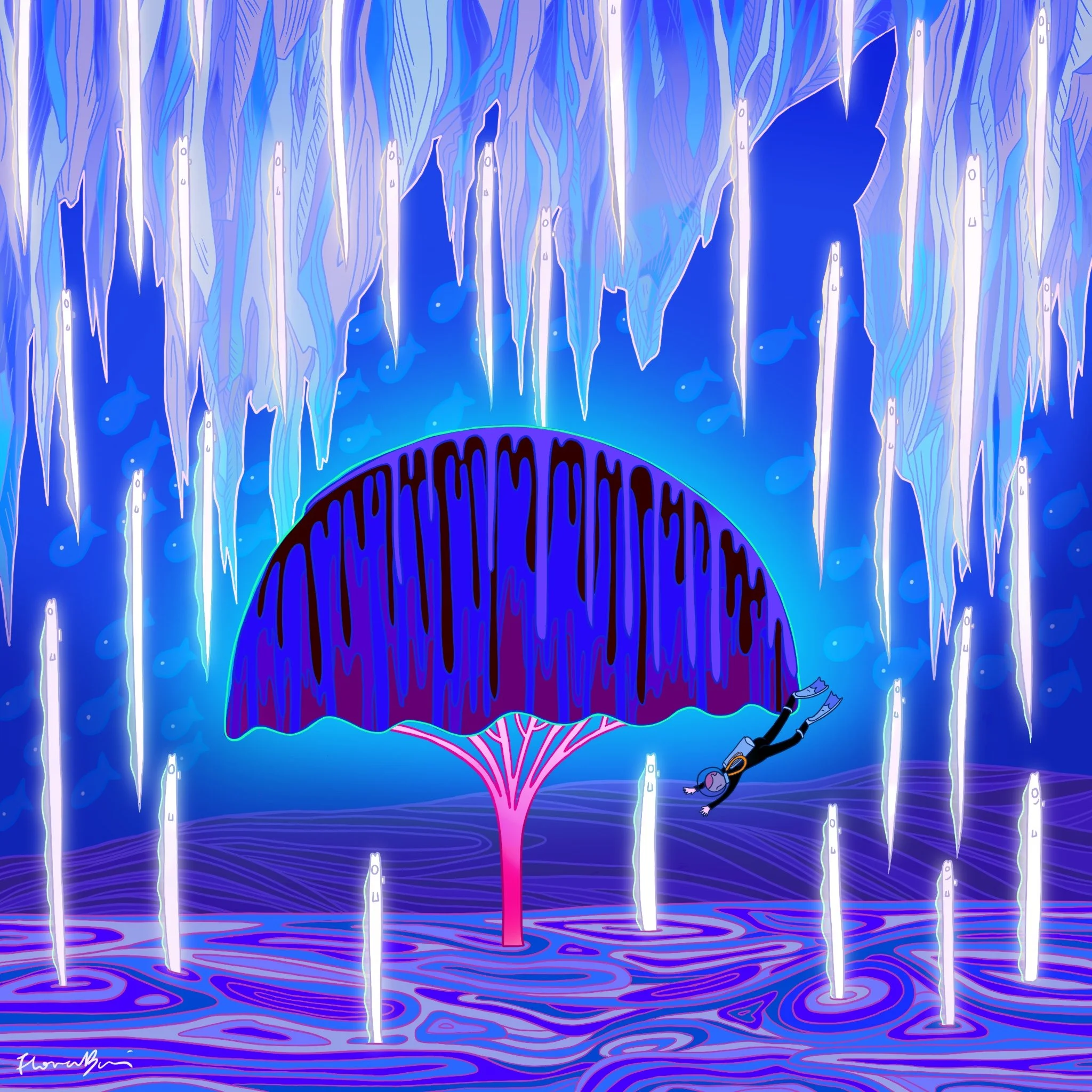 Mushroom Tree Under Deep Ocean