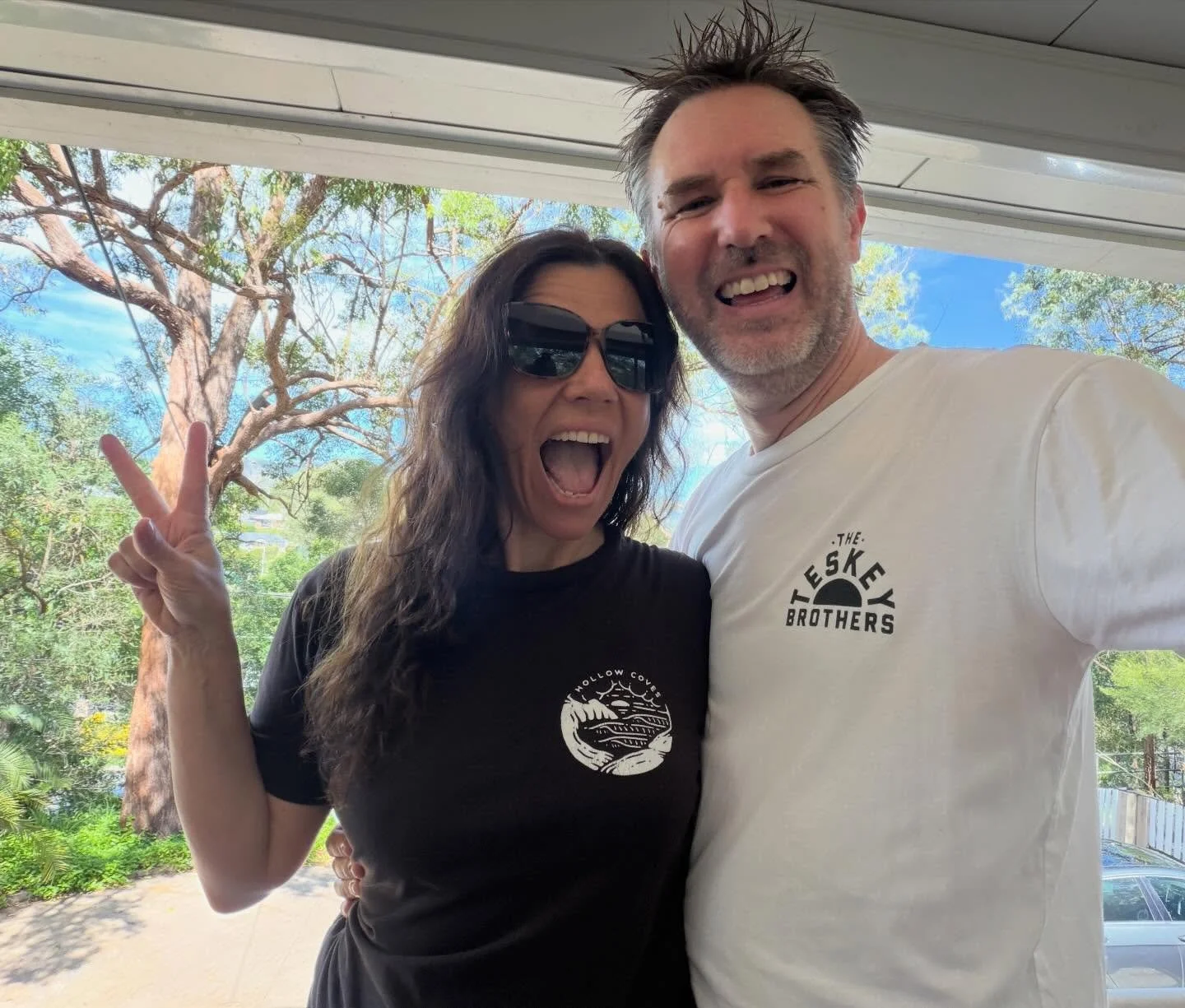Today is #ausmusictshirtday, raising funds for the important work of @supportact. We made a little donation and you should too. 

@jude19 and I are sporting shirts from @theteskeybrothers (who play @bluesonbroadbeach in May&hellip; tickets on sale no