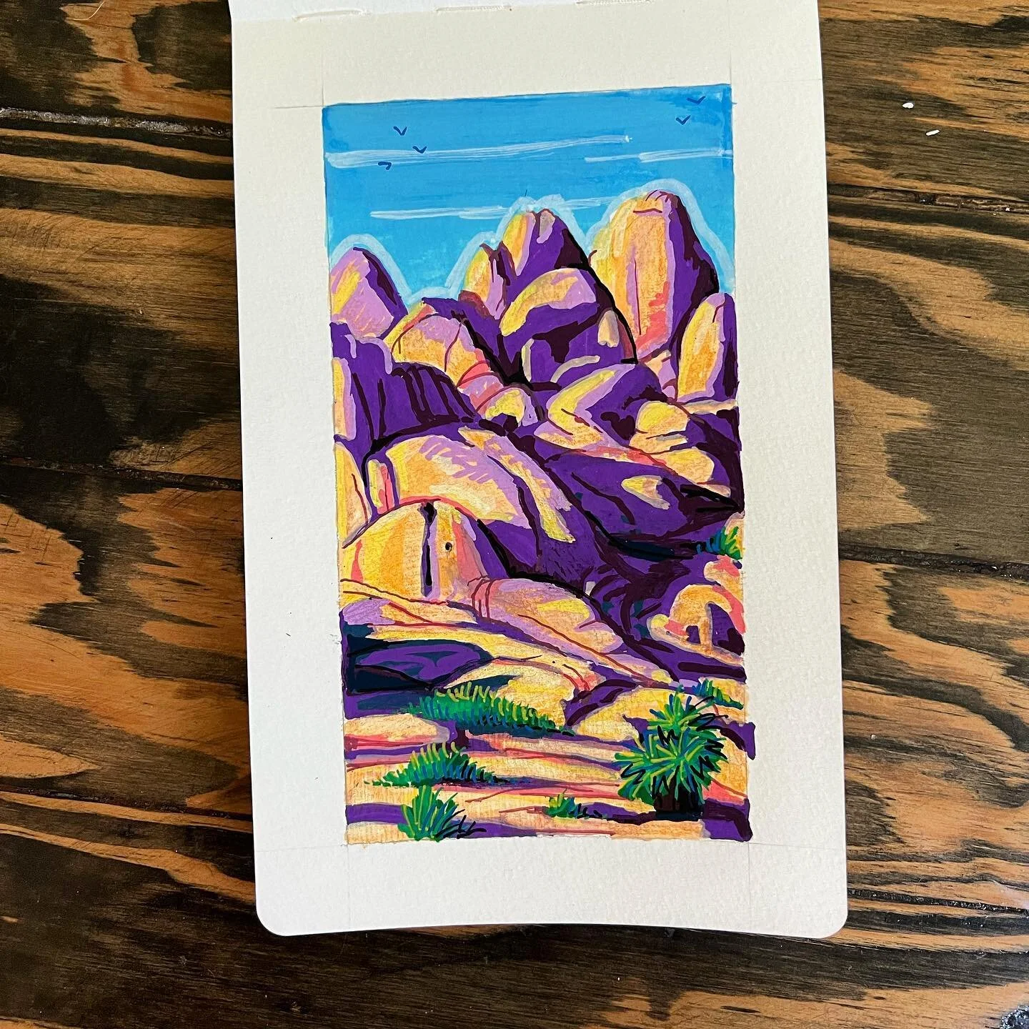 Joshua Tree National Park at golden hour from a recent trip @joshuatreenps 

#posca #denverartist #coloradoartist #poscaart #paintpens #illustration #drawing #acrylic #painting #poscagallery #lgbtartist #peintre #dessin #esquisse #jtnps #nationalpark