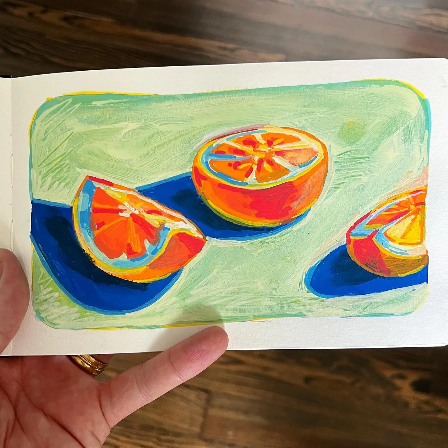 A quick study of some orange slices

#posca #denverartist #coloradoartist #poscaart #paintpens #illustration #drawing #acrylic #painting #poscagallery #lgbtartist #peintre #dessin #esquisse #oranges #citrus #agrumes #stilllife #naturemorte