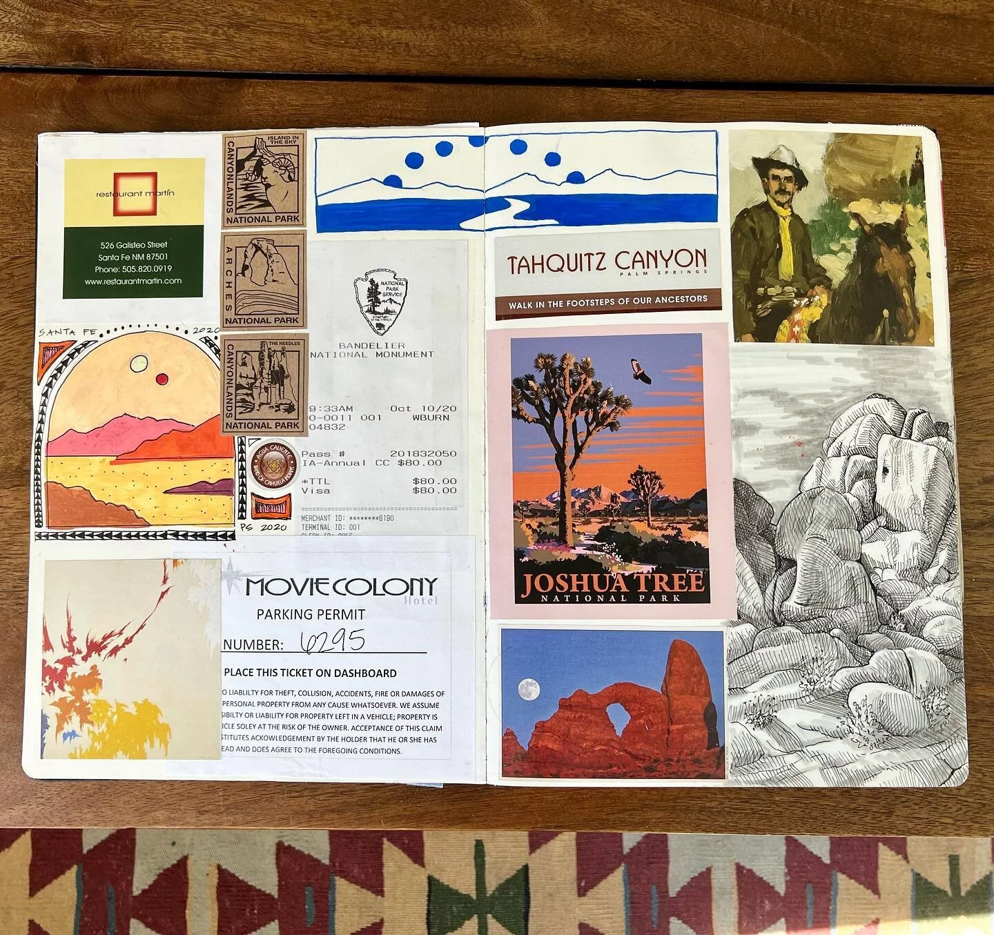 Happy Friday! Southwestern sketchbook spread for ya 🌵 

@moleskine_arts @poscaoficial @posca_usa 

#travelart #travelartist #posca #denverartist #coloradoartist #denver #poscaart #paintpens #illustration #drawing #acrylic #collage #california #botan