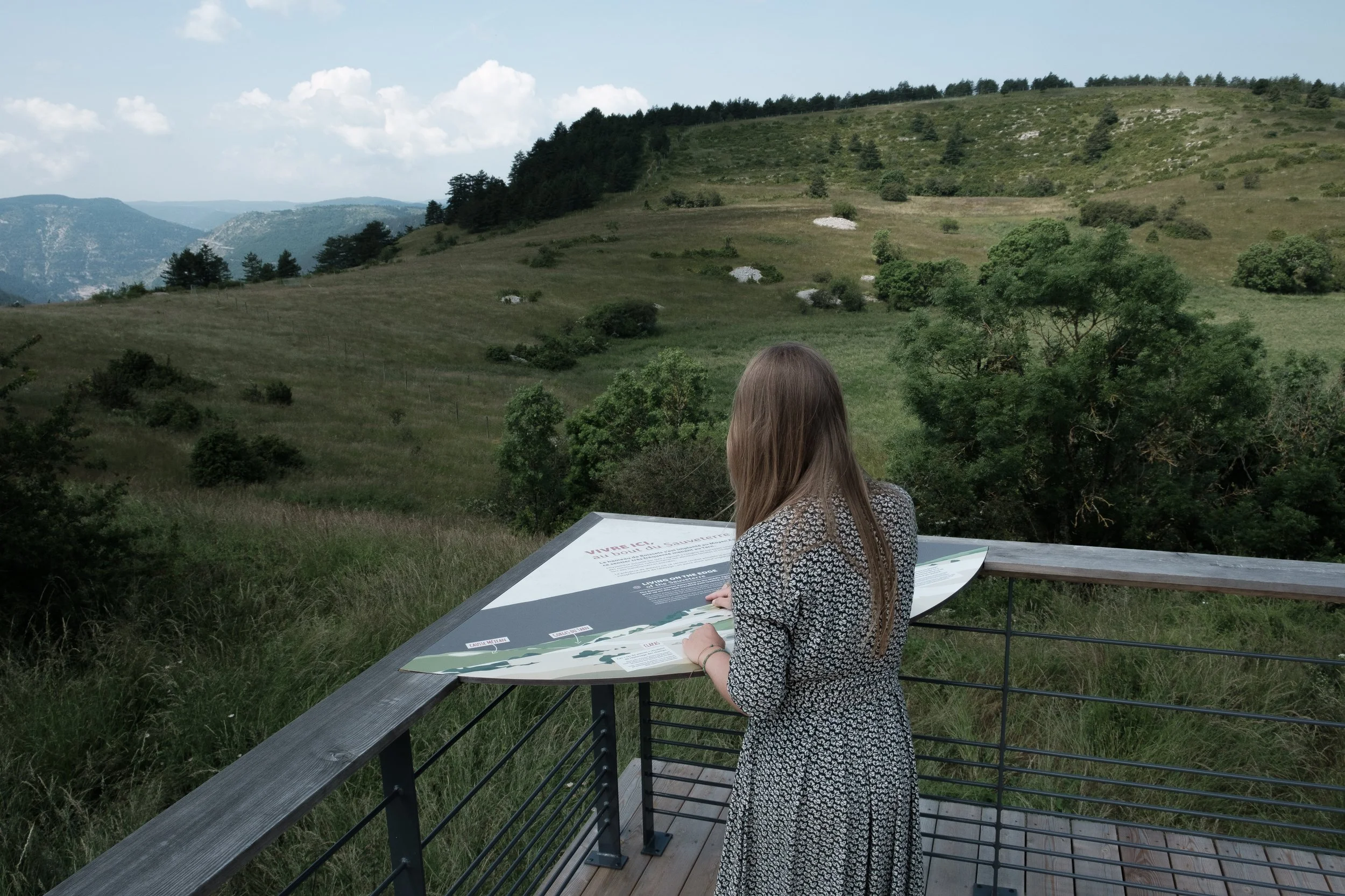 Woman on a viewpoint in Lozère region 