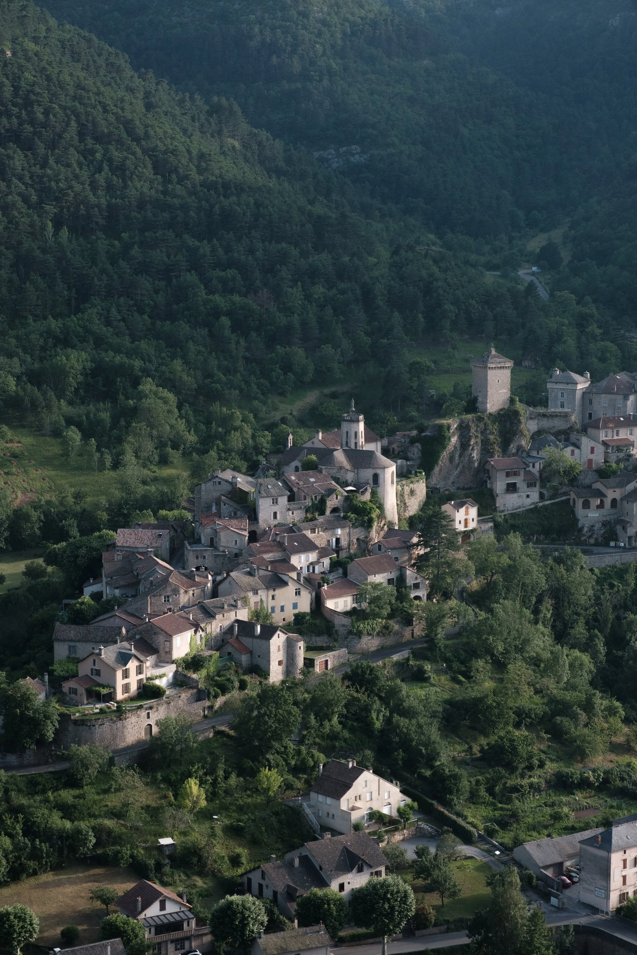 Viewpoint of a village in Lozère South of France 