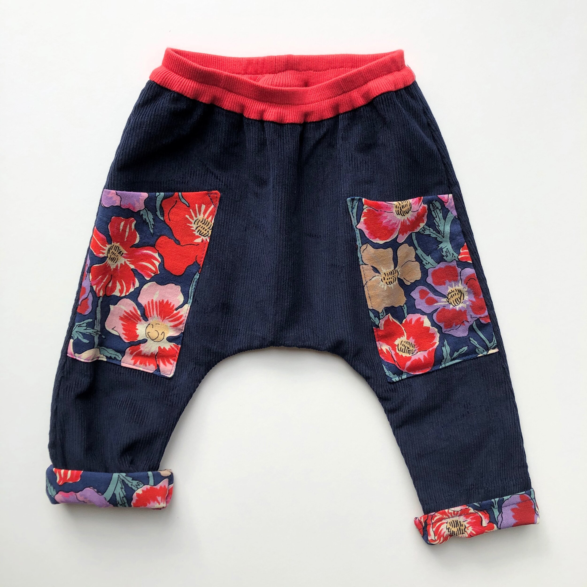 Double Vintage Poppy and Navy Cord Big Pocket Trousers (6-12M left) — O ...