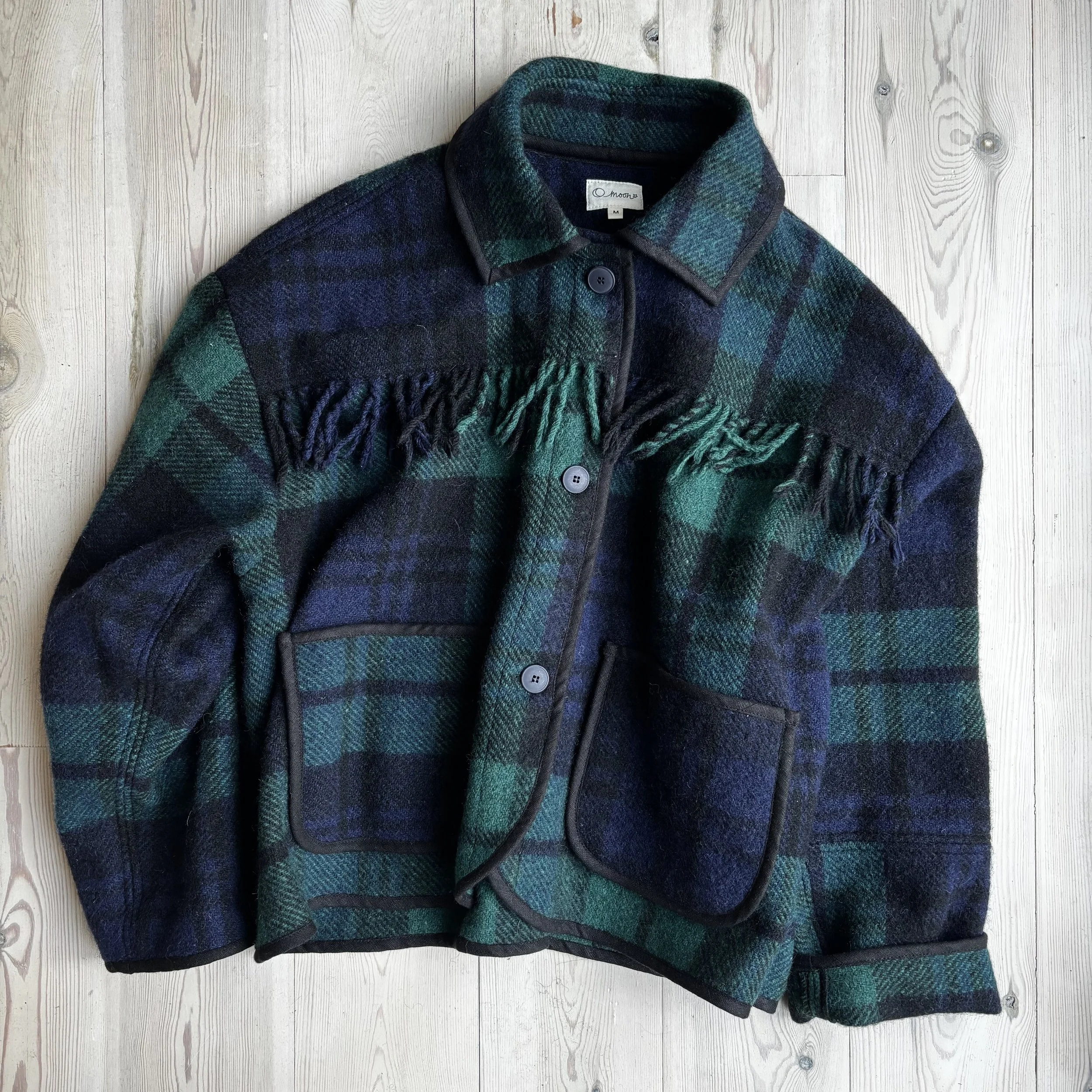 Women's Blackwatch Fringed Blanket Jacket - Medium