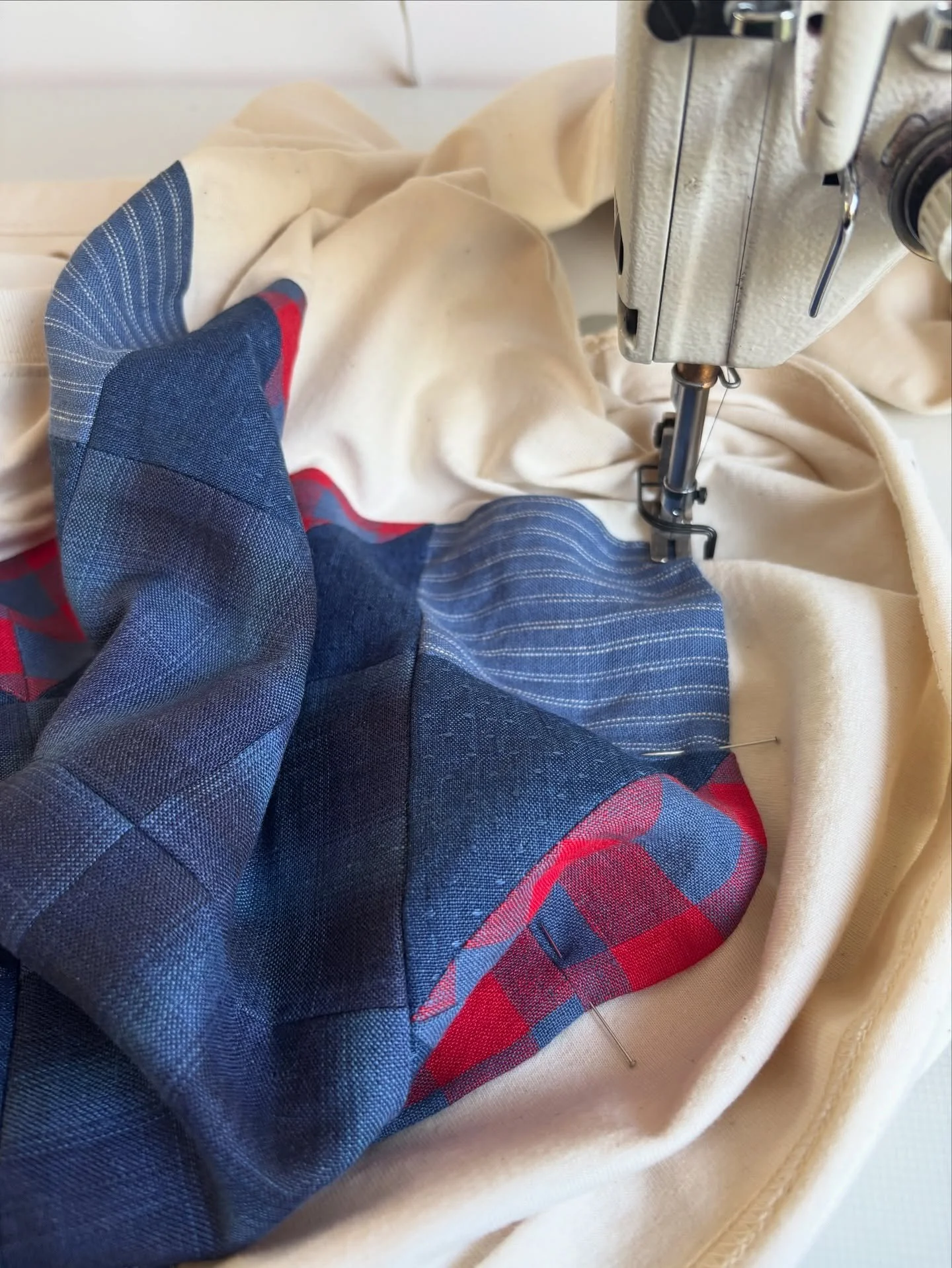 On the sewing machine today..
Between making lots of jackets and vests and other bigger pieces, I find myself sneaking in some patchwork sewing. I can&rsquo;t help it. Digging through my fabric boxes for the right combinations is addictive. It&rsquo;