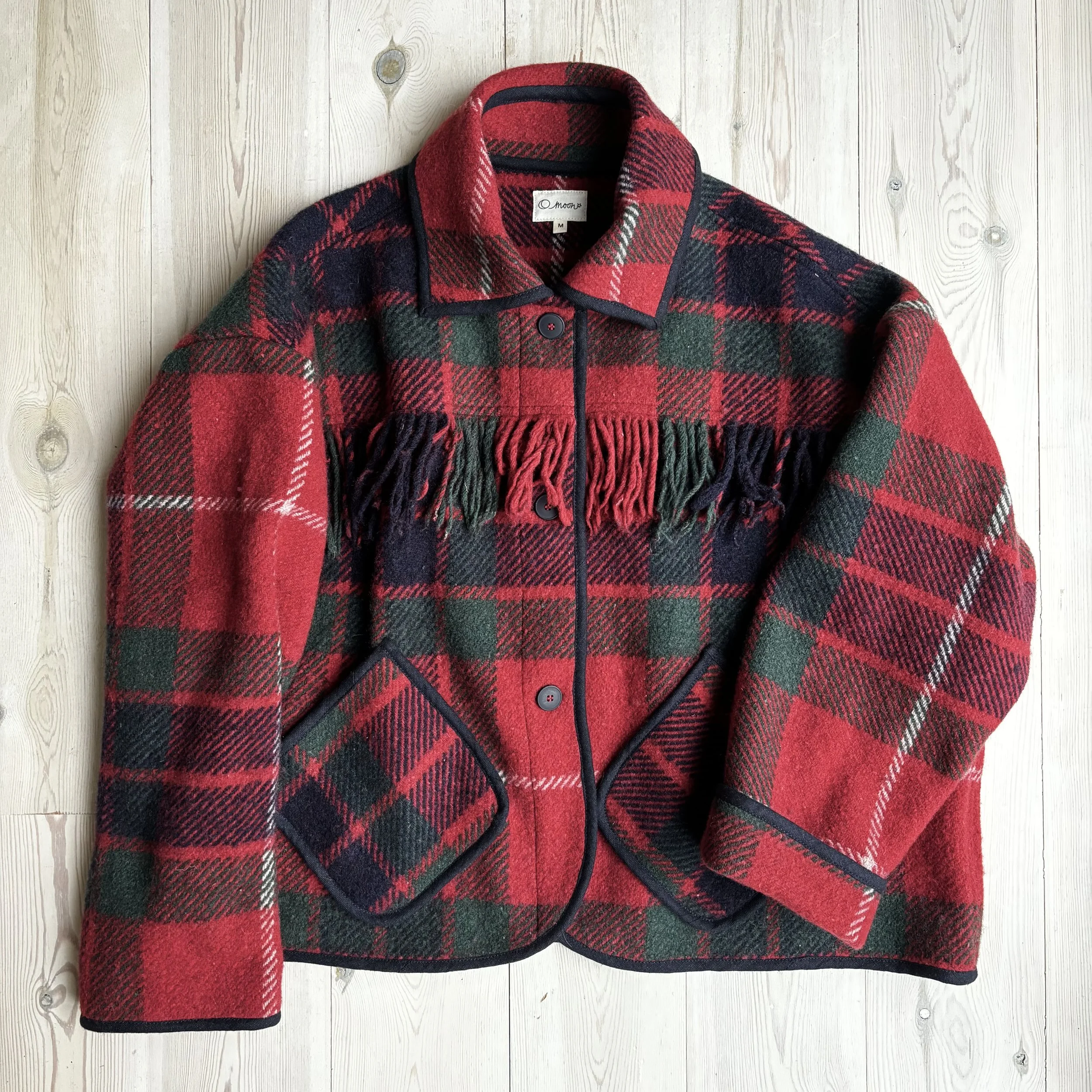 Women's Red/Green/Navy check Blanket Jacket - Medium