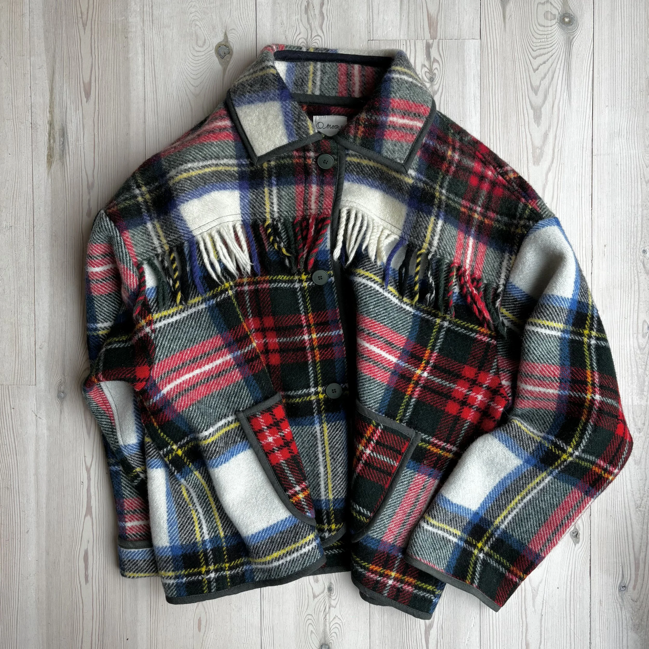 Women's Ecru Stewart Fringed Blanket Jacket - Medium