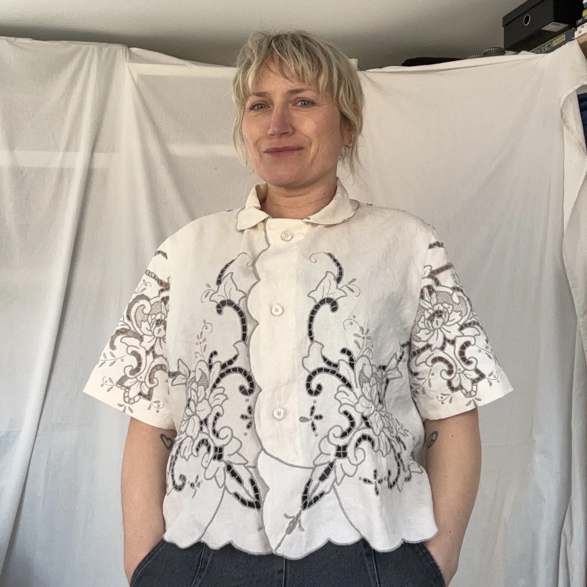 Women's tablecloth boxy shirt - Medium