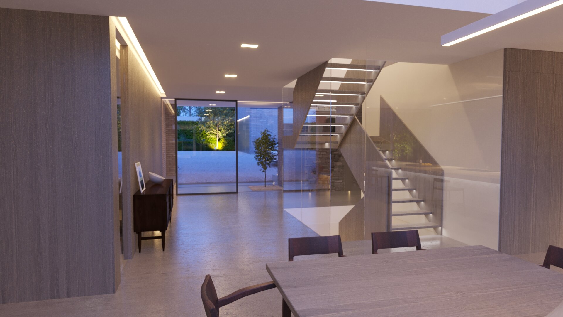 Modern House Double Height Night Stair