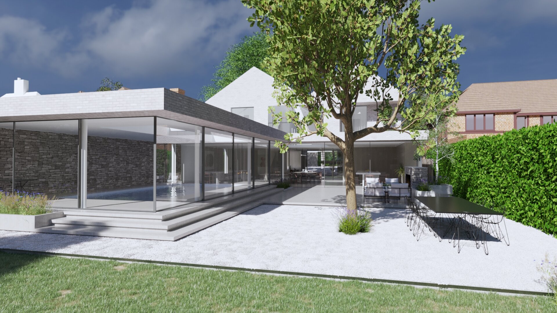 Modern House Garden Tree