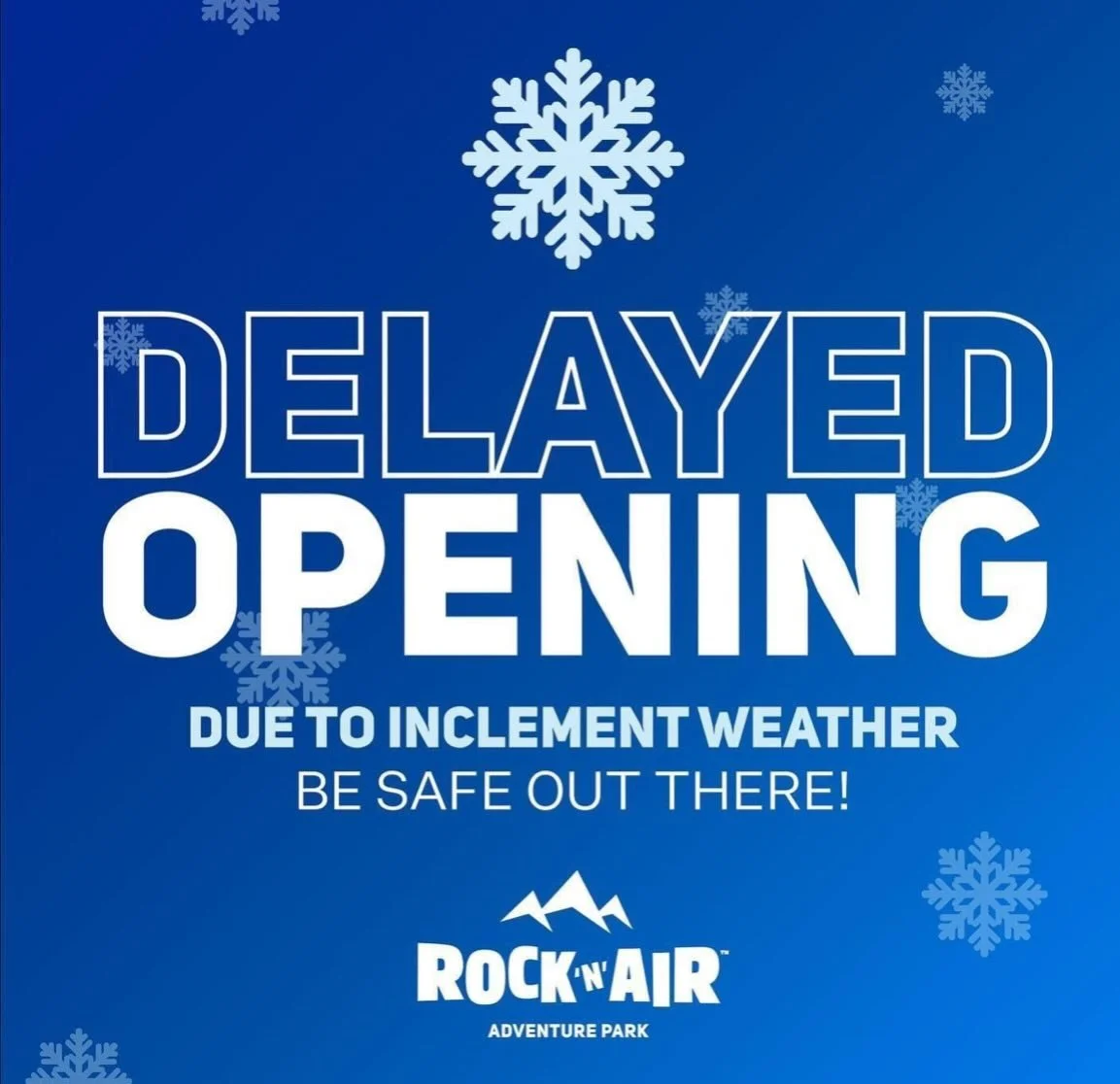 Due to inclement weather, we will have a delayed opening Saturday and open at 12:00 PM. Please travel safely and we&rsquo;ll see you soon inside The Great Indoors!