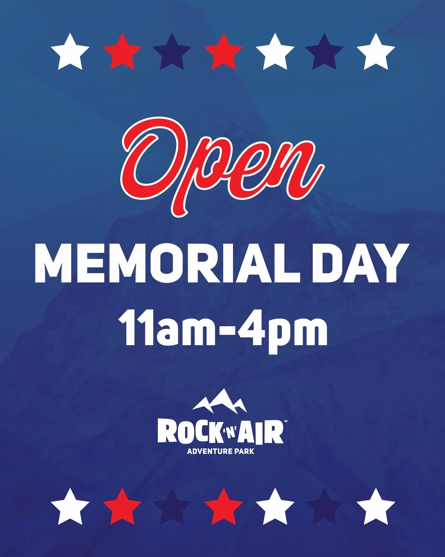 Join us for a Rock&rsquo;N Memorial Day 🇺🇸
Beat the rain and spend the holiday with us! We&rsquo;re OPEN today from 11am&ndash;4pm! ⭐️