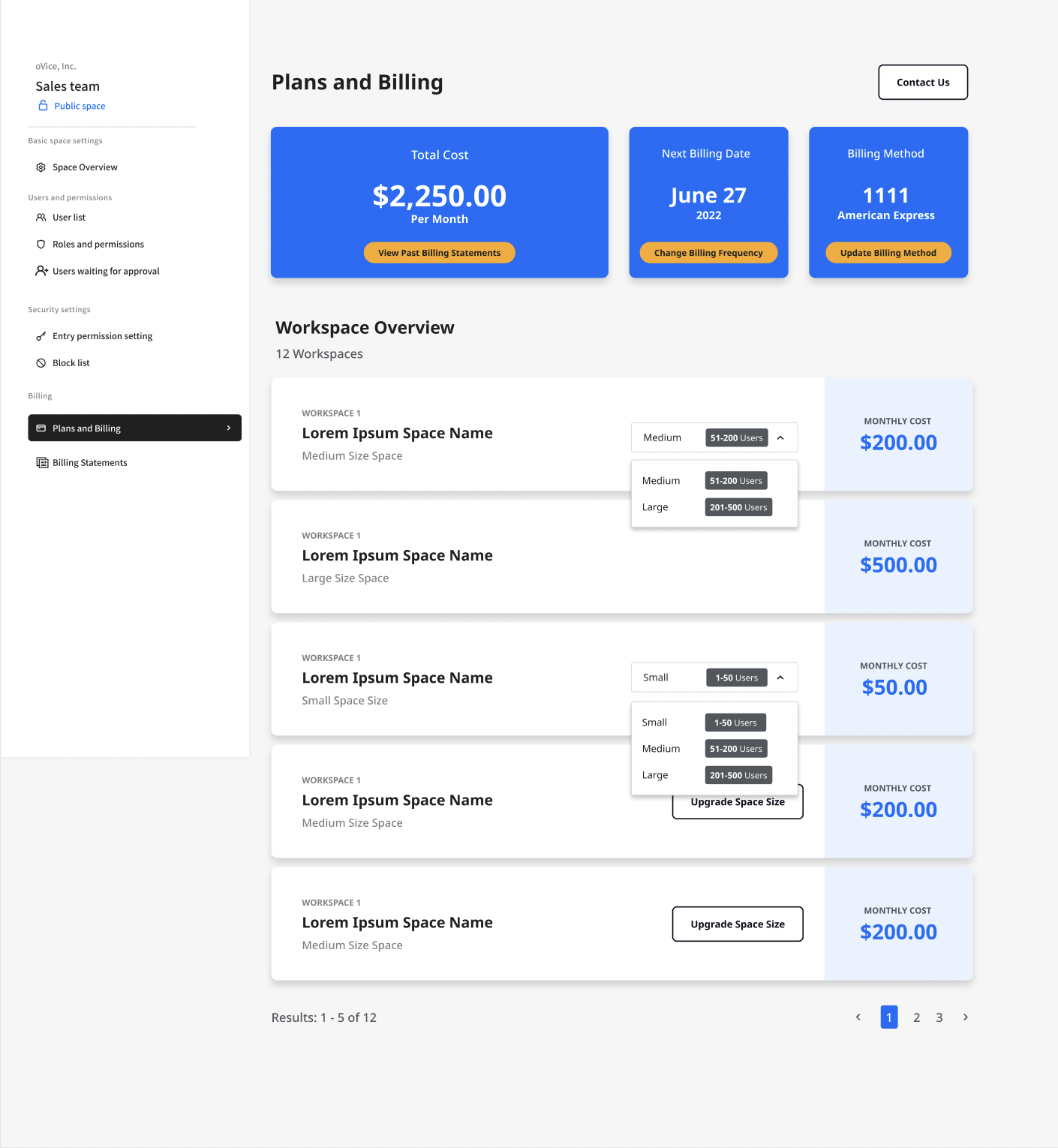Edit Space Size for Payments