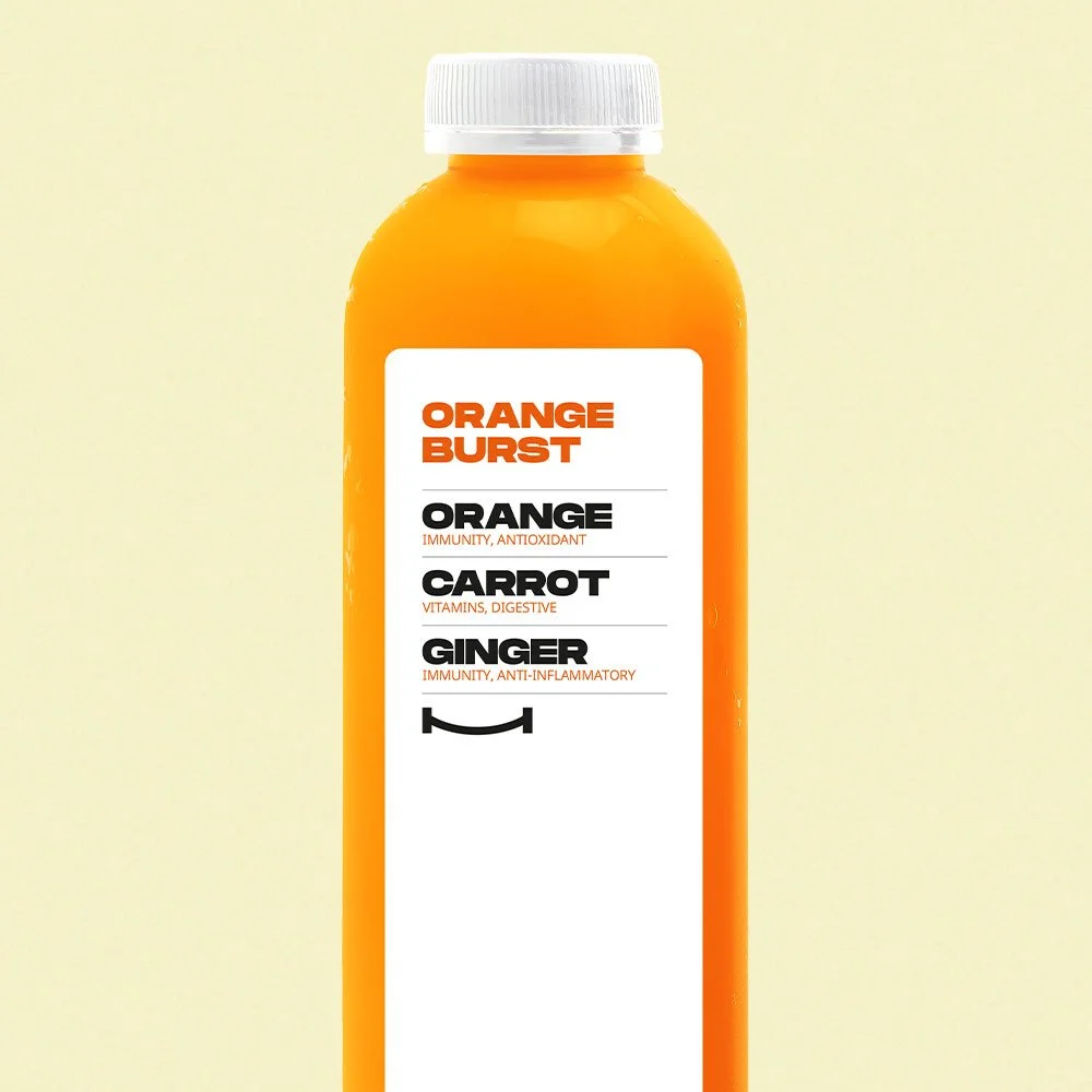 ORANGE BURST - Fresh Pressed Orange, Carrot and Ginger.
Gluten Free