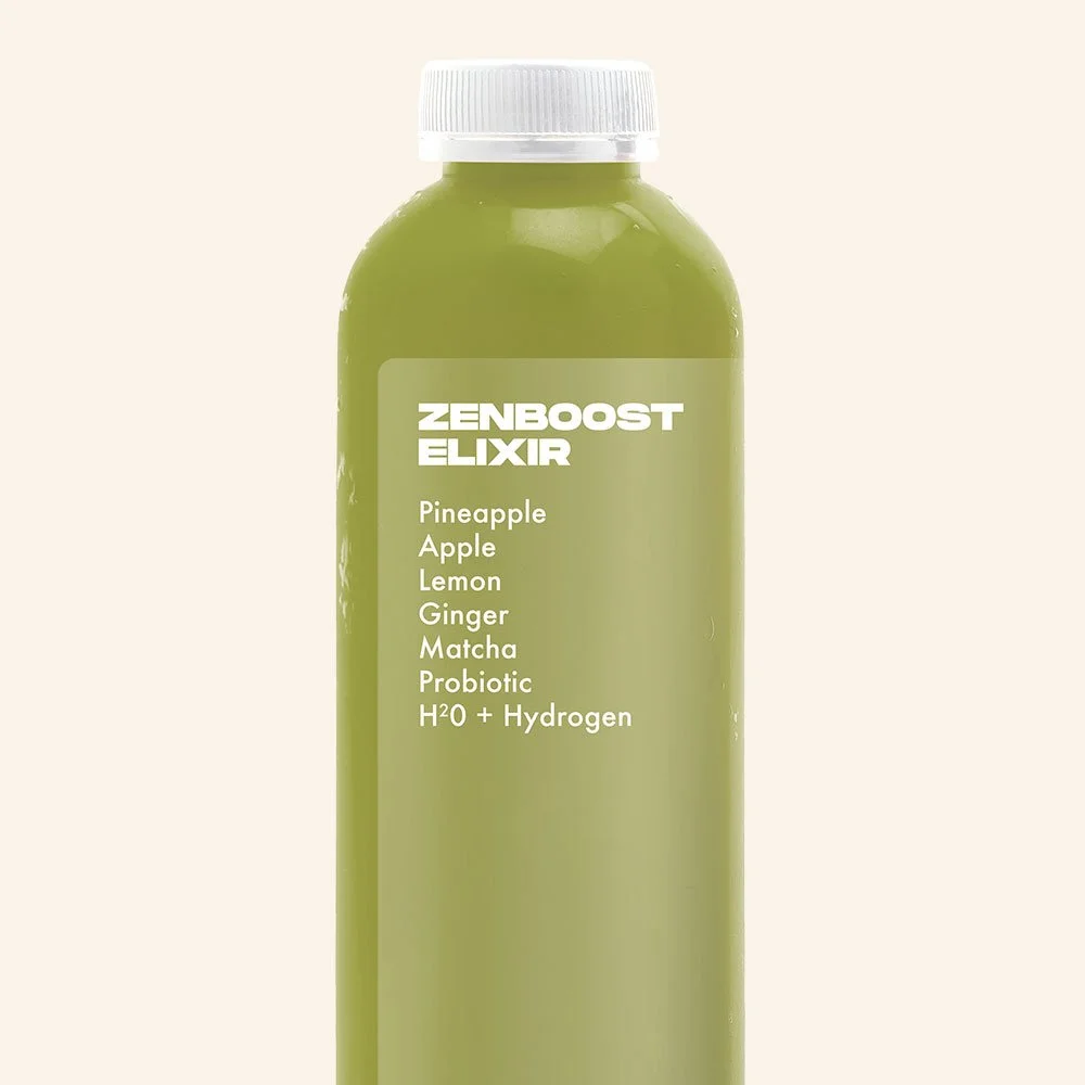 ZENBOOST ELIXIR - Pineapple, Apple, Lemon, Ginger, Matcha, Probiotic 