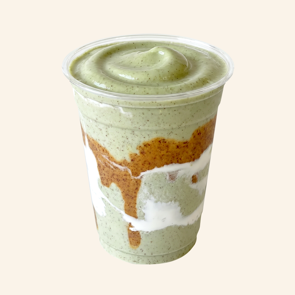 HEALER - Organic coconut milk, banana,
almond butter, super greens, probiotics, prebiotics, chocolate pea protein.