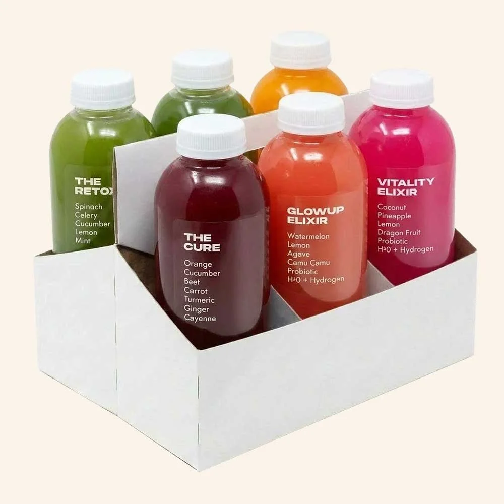 ENERGY BUNDLE - An energizing collection of 4 fresh-pressed juices and 2 elixirs crafted to support focus, hydration and steady energy throughout the day.