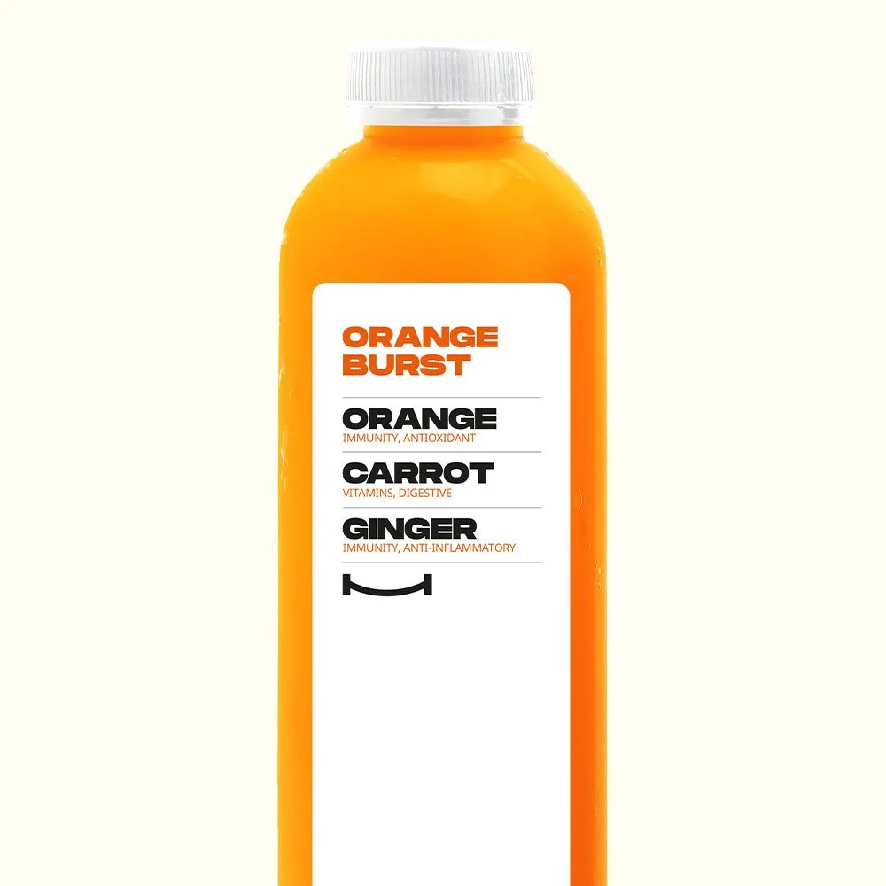 ORANGE BURST - Fresh Pressed Orange, Carrot and Ginger.
Gluten Free