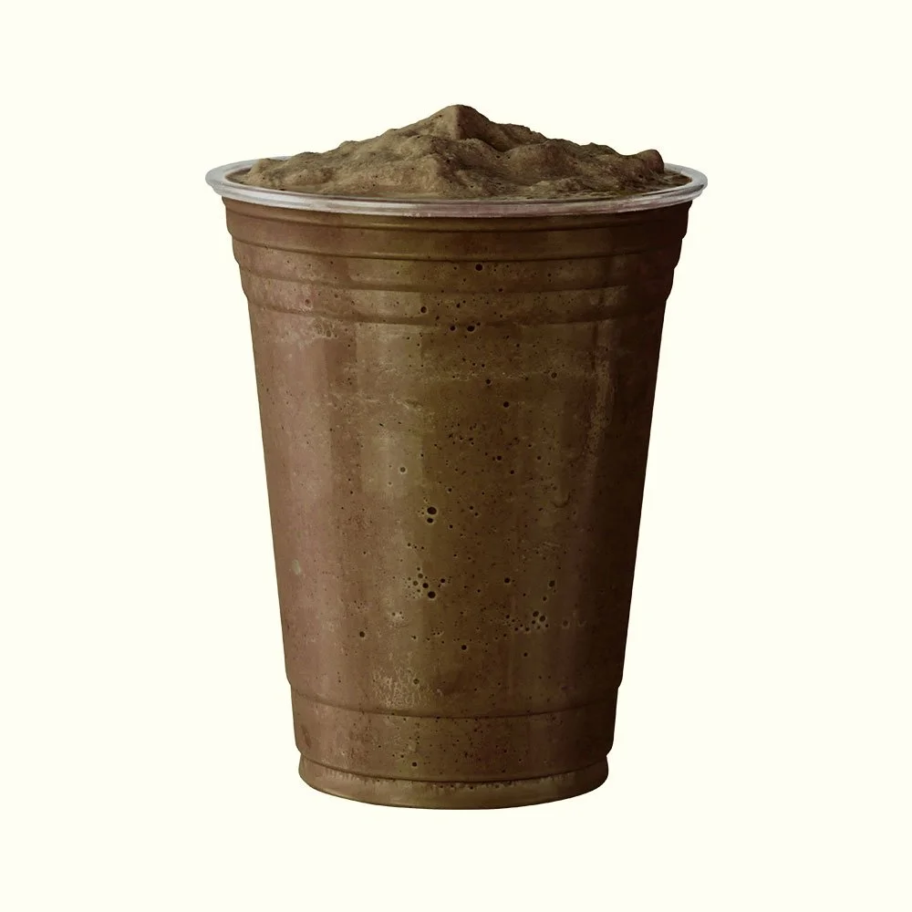 Espresso - Cold brew espresso, banana,
cocoa, almond milk, agave, cacao nibs, 20g chocolate protein, 19g vanilla whey protein, 20g collagen.