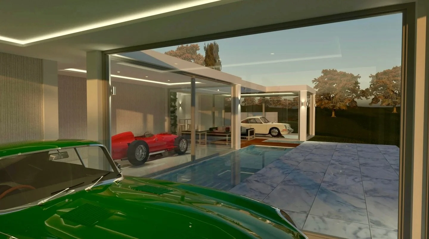 The most requested thing we hear from car collectors?
 
&ldquo;I want to be able to see them from the house.&rdquo;
 
Full-height glazing between the living space and the garage. Carefully positioned sightlines. Lighting designed as much for the view