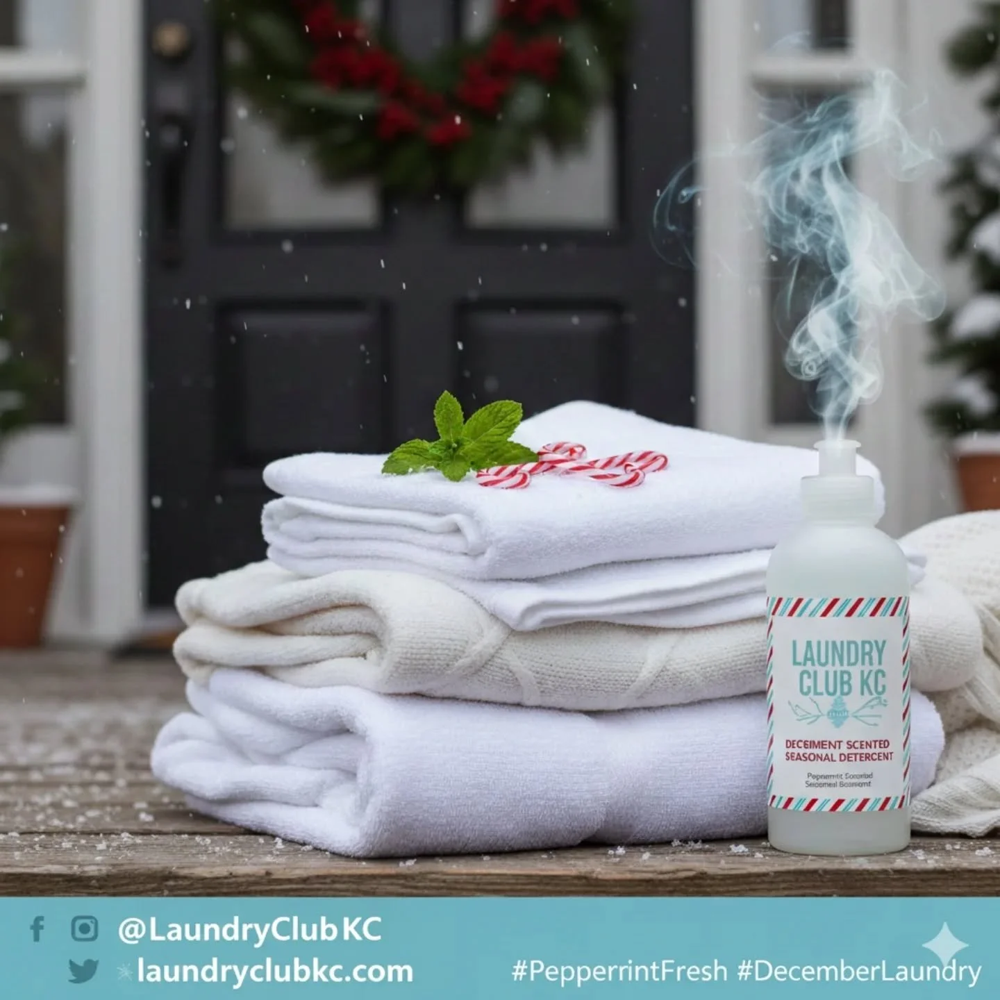 What's better than fresh laundry? Fresh laundry that smells like peppermint! 🌿 Our December-only seasonally scented detergent is ready to transform your clothes.

Ready to experience the difference? Schedule your pickup at laundryclubkc.com!
#Laundr