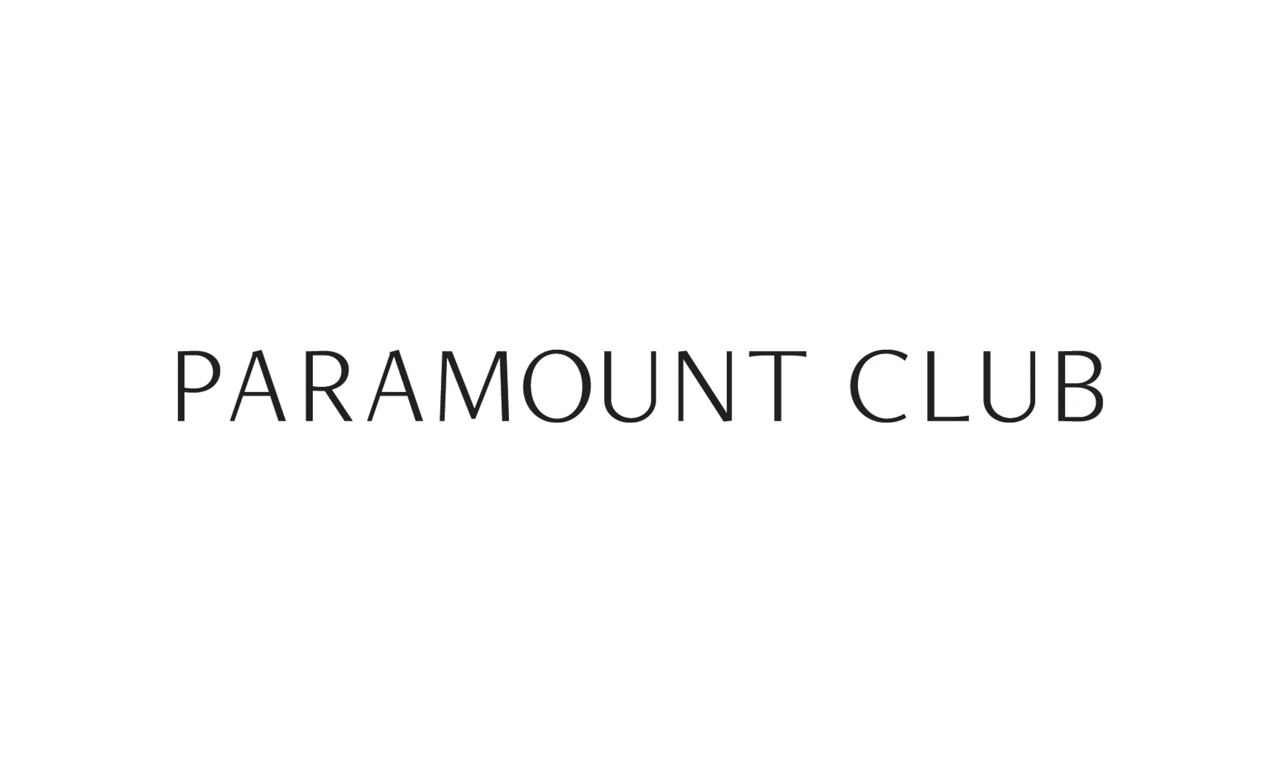 The Paramount Club wordmark as inherited, thin letterspaced grey capitals