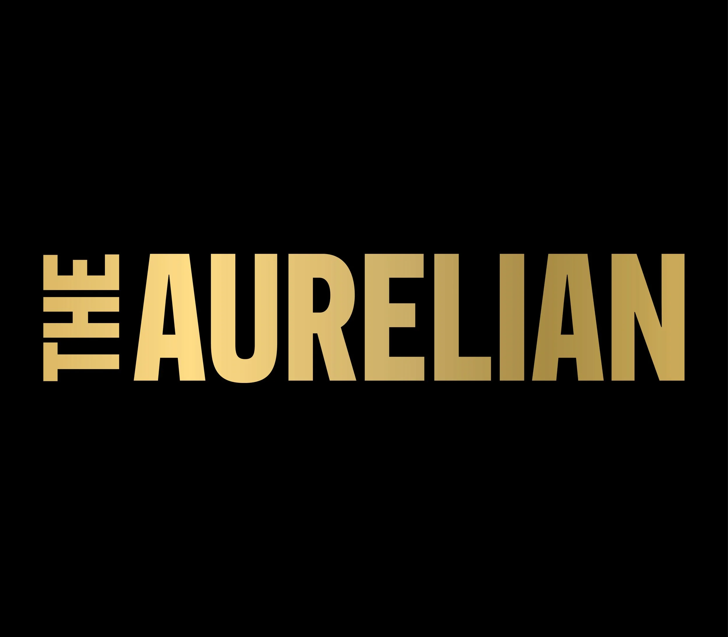 The Aurelian wordmark, gold capitals on black