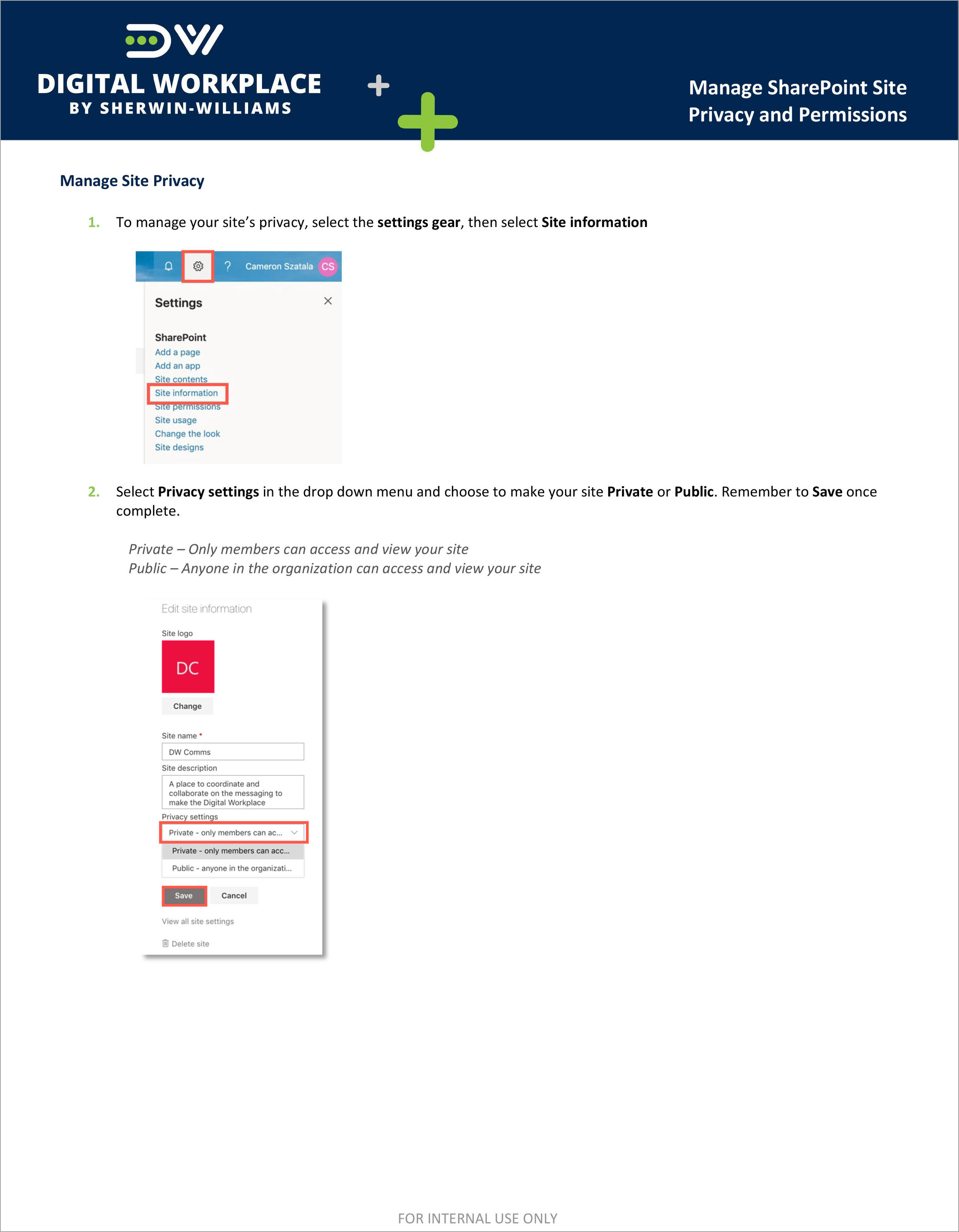 SharePoint: Managing Site Privacy and Permissions