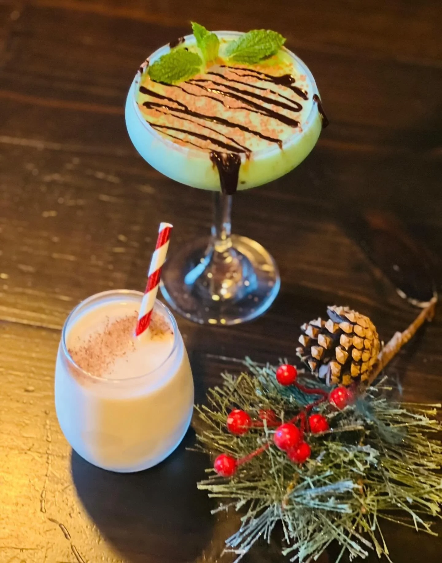 Our December frozens:
- Grasshopper 
- Eggnog Daiquiri
$5 during happy hour 5-7pm