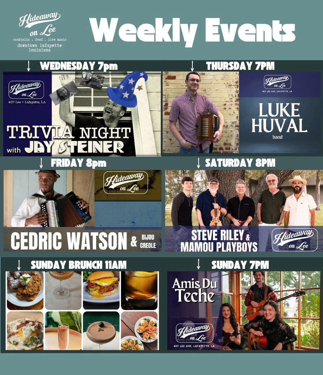 This week at Hideaway on Lee!