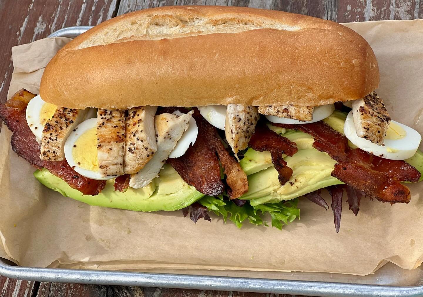 Introducing &ldquo;The Cobbfather&rdquo; 
Grilled chicken, bacon, avocado, spring mix, cherry tomatoes, purple onion, hard boiled egg on a hoagie roll with choice of dressing