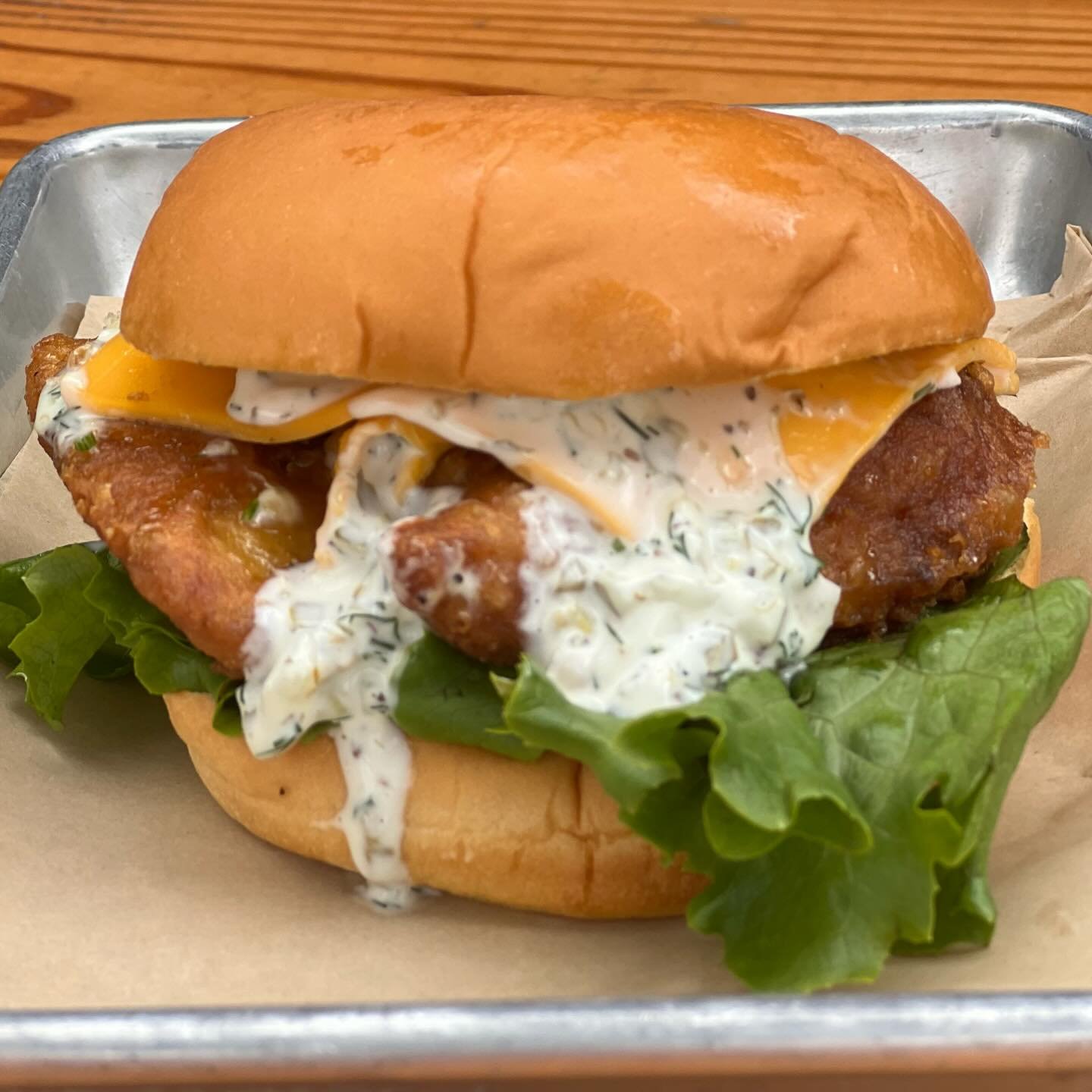 &ldquo;Cod Almighty!&rdquo; It&rsquo;s our lent special!
Battered cod, tartare sauce, American cheese and lettuce on a potato roll.