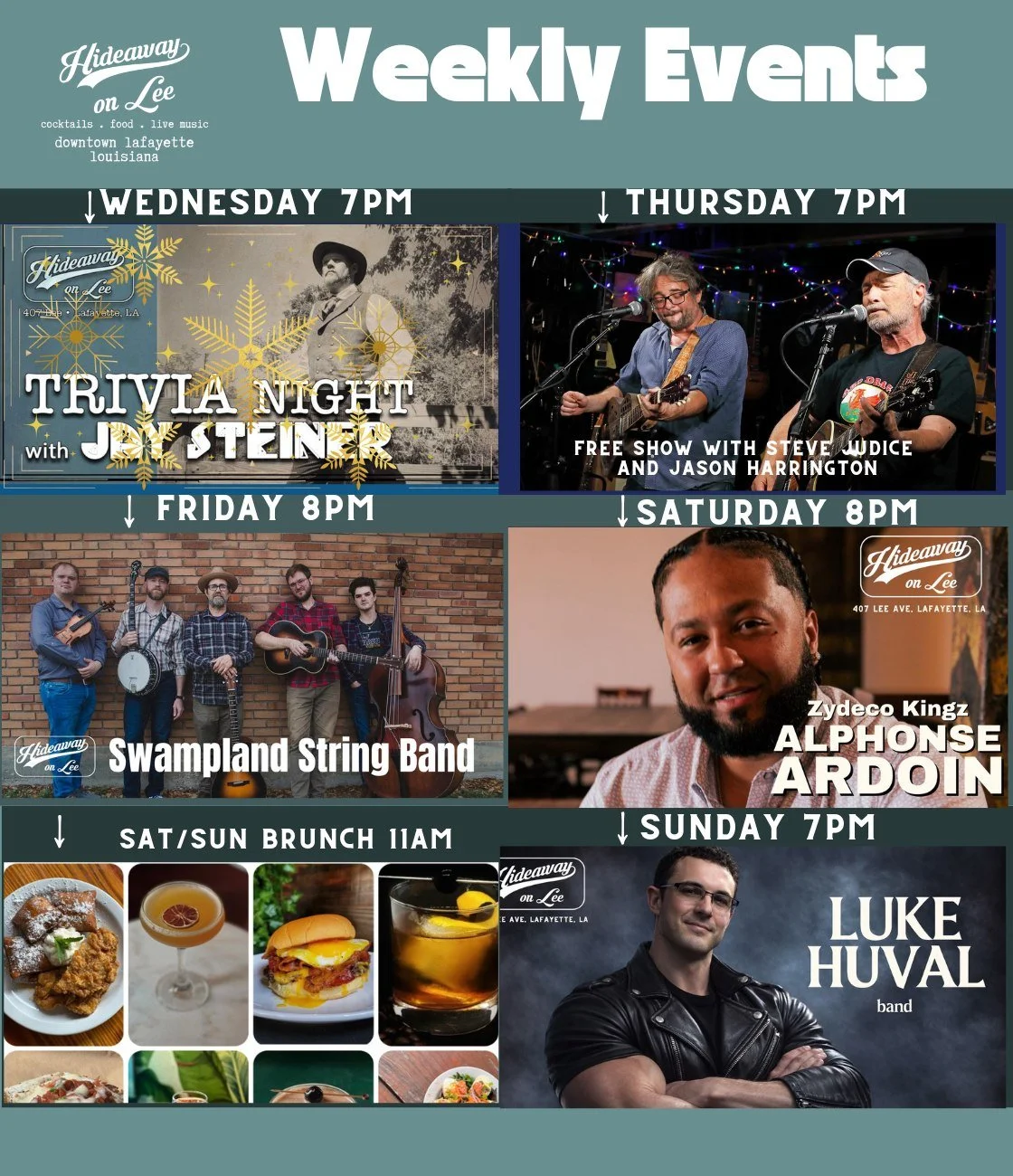 This week at Hideaway on Lee!  Warmer temps from Wednesday onward!