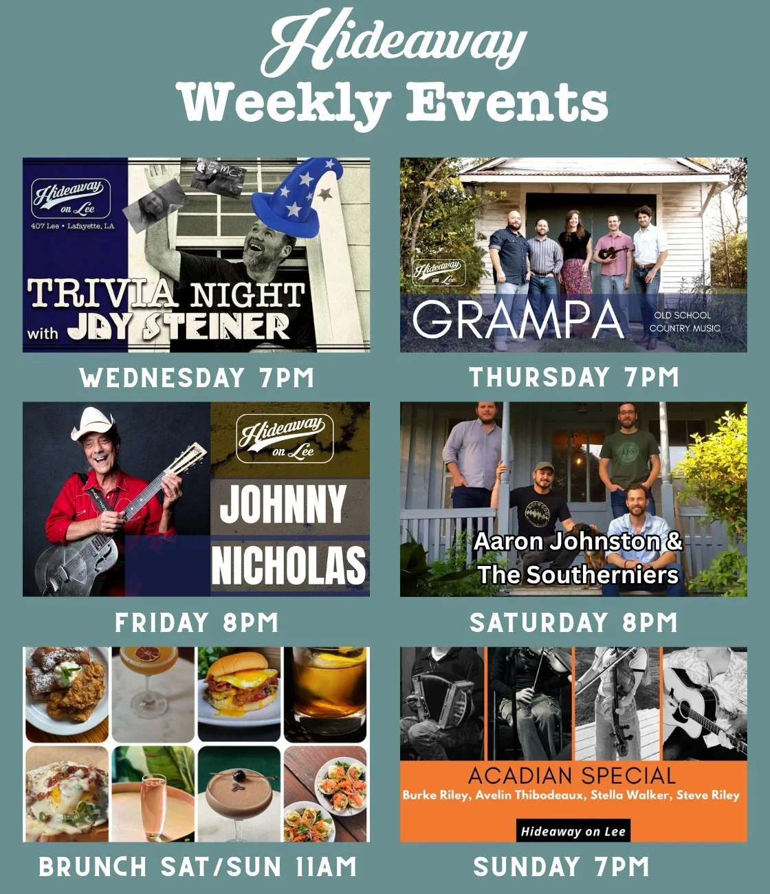 This week at Hideaway on Lee!